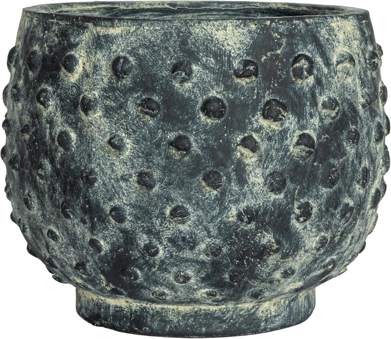 Creative Co-op Distressed Terra Cotta Hobnail Planter, Black - Image 4